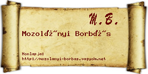 Mozolányi Borbás névjegykártya